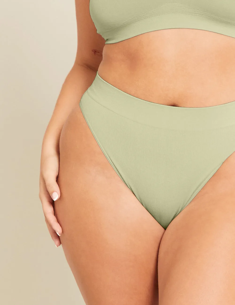 LYOLYTE Ribbed High Leg Brief - Sage