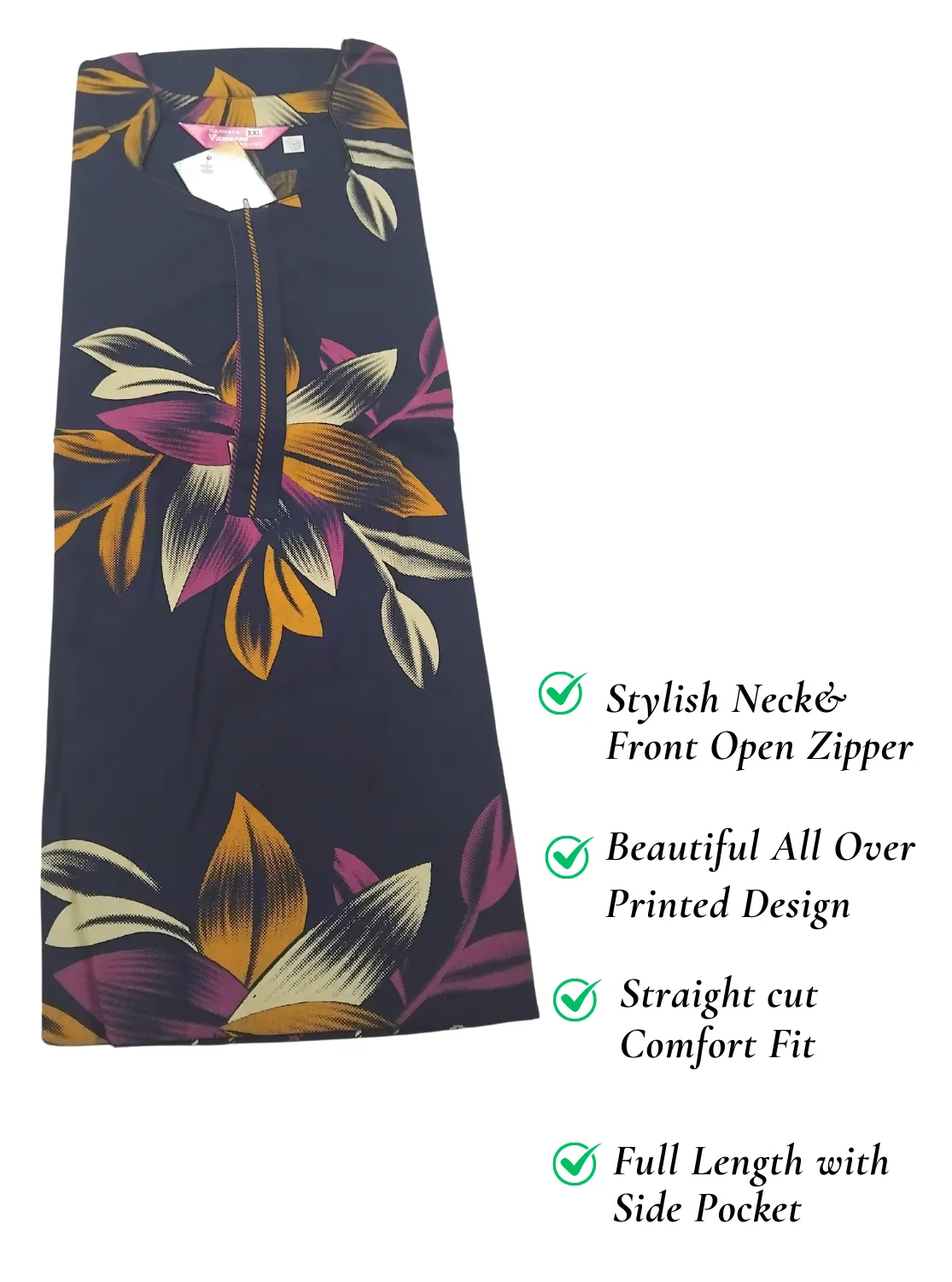 MANGAI New Regular Fit Cotton Printed  Nighties - All Over Printed Stylish Nightwear for Stylish Women | Side Cut Pocket | Beautiful Nighties for Stylish Women's (VNM)